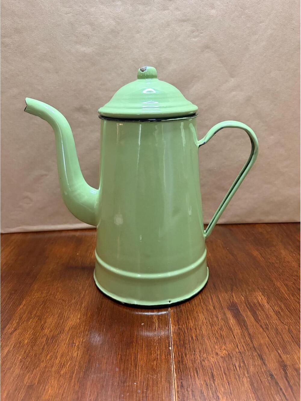 Vintage Jade Enamel Coffee Pot | Made in Hong Kong